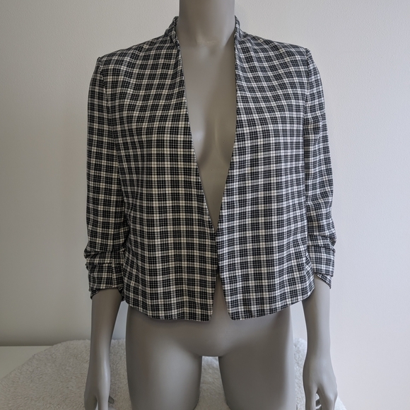 BABATON Black and White Plaid Blazer with Notched Lapel - Picture 4 of 13